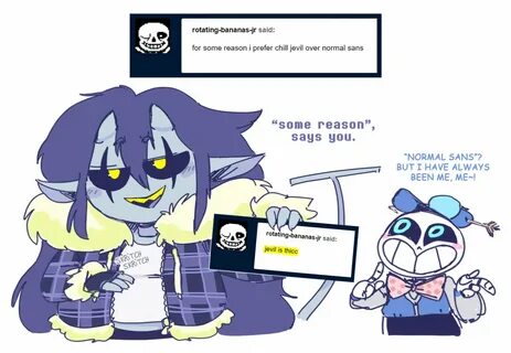 Chill-Jevil and Funtime-Sans respond to peeps by KatieGollyG