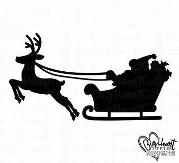 Christmas Sleigh SvgSanta With Reindeer SvgSantas Sleigh ima