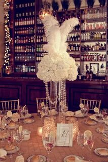 notfound Gatsby wedding theme, Wedding centerpieces, Feather