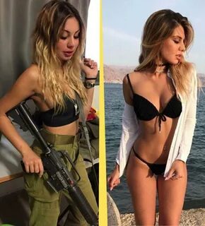Bikini-clad Israeli army soldiers pose with guns and explosi