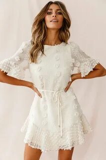 Shop the Laney Cutout Back Ruffle Detail Floral Dress White 