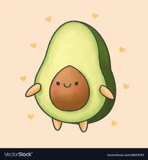 Cute avocado cartoon hand drawn style vector image on Vector