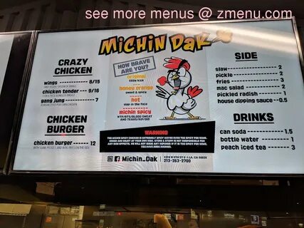 Online Menu of Michin Dak Restaurant, Los Angeles, Californi