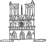 Notre Dame Sketch Rubber Stamp - Notre Dame Sketch Clipart -
