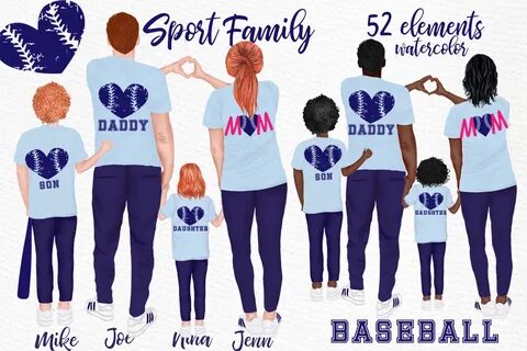 Sport Family Clipart, Baseball Mom Graphic by LeCoqDesign - 