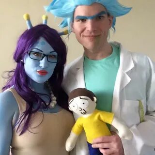 The beau and I as Rick Sanchez and Unity (the hive-mind) cos
