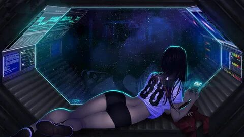 Обои станция космическая, девушка, spaceship, girl, station, future, futuristic,