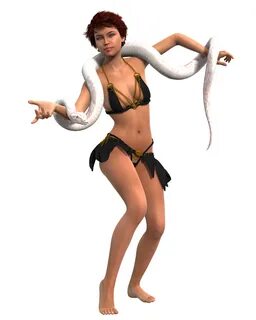 Beautiful girl with a snake as a 3D model free image downloa