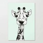 Giraffe Tattooed Canvas Print by PaperTigress Society6