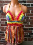 Multicolor Fringe Top by Vikni Designs Festival Gypsy Croche