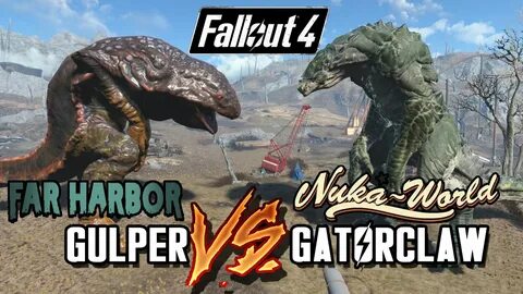 Giant GatorClaw VS Giant Gulper Fallout 4 Nuka World Battle 
