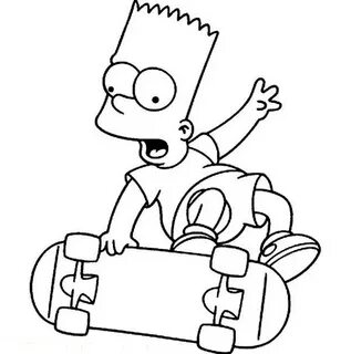 Bart Coloring Skateboard Simpson Simpsons Pages Drawings Car
