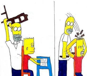 Homer hits Bart with a chair by 80Nate on DeviantArt