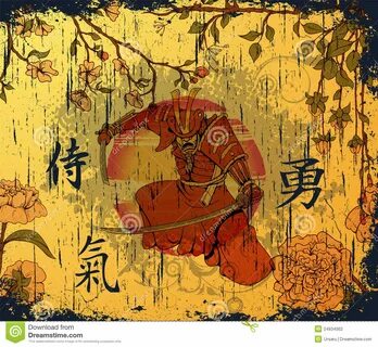 Japanese samurai print gold leaf