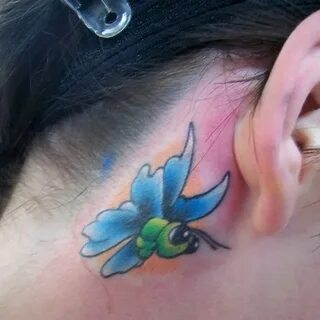 Butterfly behind the ear tattoo design for women - Tattoos B