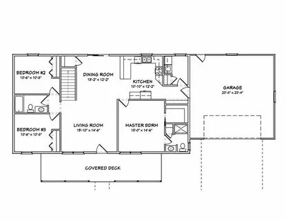 Country Home Plan - 3 Bedrms, 2 Baths - 1400 Sq Ft - #148-10