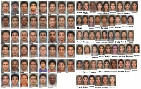 Average faces of men and women around the world. - using morphing software ...