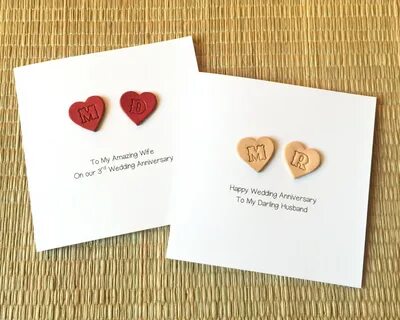 Personalised 9th or 3rd Wedding Anniversary Card Leather Ann