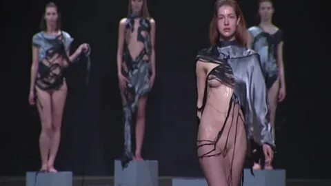 Naked on catwalk video - specially designed clothes dissolve