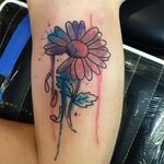 Watercolor Daisy Flower Tattoo Design For Half Sleeve Waterc