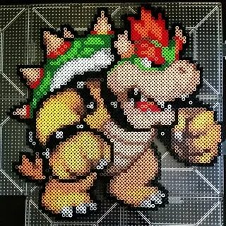 Bowser perler art by hanakitai Perler bead mario, Perler bea