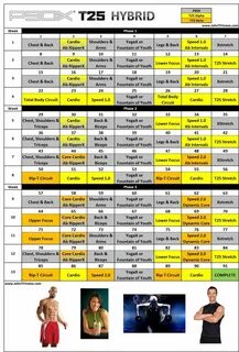 P90X T25 Hybrid Schedule - John T Fitness Workout sheets, P9