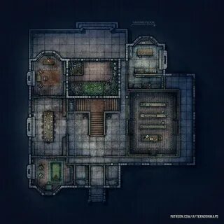 Spooky Manor House Battle Map - 30x30 : battlemaps Tabletop 