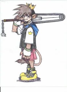 Concept Art: Colored Sora with Chainsword Anime character de