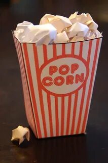 Make fake popcorn and popcorn box for the candy/popcorn vend