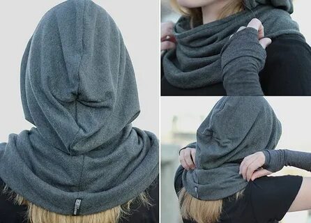 DTE Dark Heather Grey Snood, hoodie, cowl scarf, unique, urb