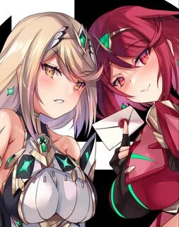 Safebooru - 2girls bangs breasts chest jewel earrings finger