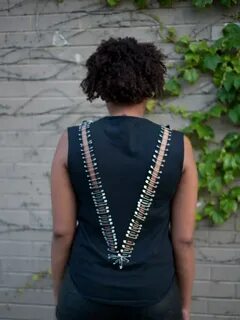 V Shirt Embellished with Safety Pins by TwistingWire on Etsy