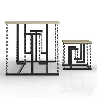 Tensegrity table and stool - Table + Chair - 3D Models