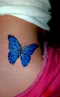 My first tattoo. Blue morpho side hip Tattoo Pinterest Blue 