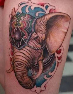 61 Traditional Elephant Tattoos On Thigh