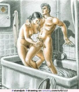 #drawing #couple #handjob #bath #standing #handoncock #vinta