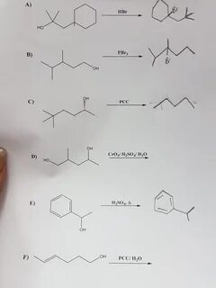 Solved A) HBr HO B) PBr3 он OH C) PCC OH CrO3/ H2SO4/ H20 D)