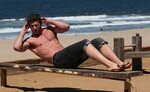 Derek Theler Shirtless Workout At The Beach Oh yes I am