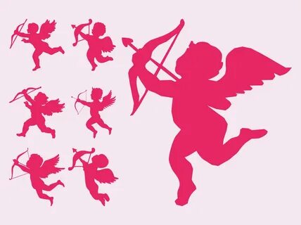 Flying Cupid Silhouettes Vector Art & Graphics freevector.co