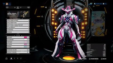 Warframe fashion frame mesa prime