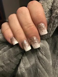 White and Rose Gold Glitter Nails Rose gold nails glitter, G