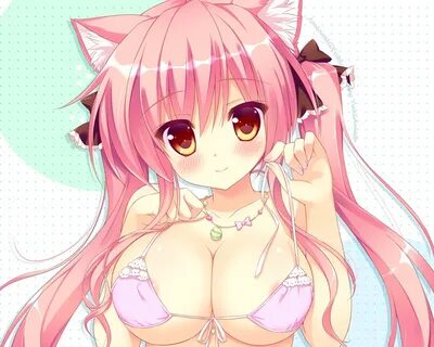 ameto yuki animal ears blush breasts catgirl cleavage erect 