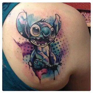 Watercolor Stitch tattoo #disney #disneytattoo #disneyink #i