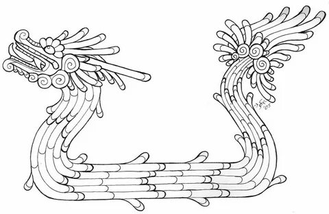 Stylized Quetzalcoatl Lineart Aztec art, Mayan art, Mayan ta