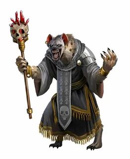 Male Gnoll Cleric Ruby Skull Rod - Pathfinder 2E PFRPG DND D