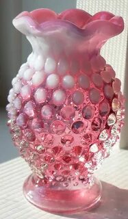 Vintage Fenton Hobnail Cranberry Opalescent Mini Vase circa 