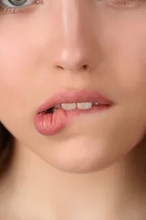 Smiling Girl Biting Her Lip Close Up Photos - Free & Royalty