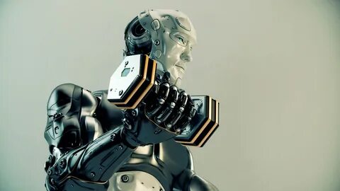 Robot with dumbells on Behance