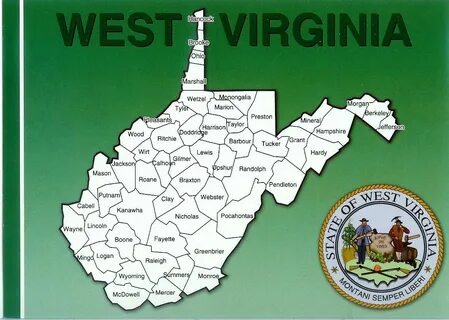 West Virginia Map Remembering Letters and Postcards