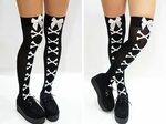 White Bone Pastel Goth Knee High Socks/ Stockings Pastel got